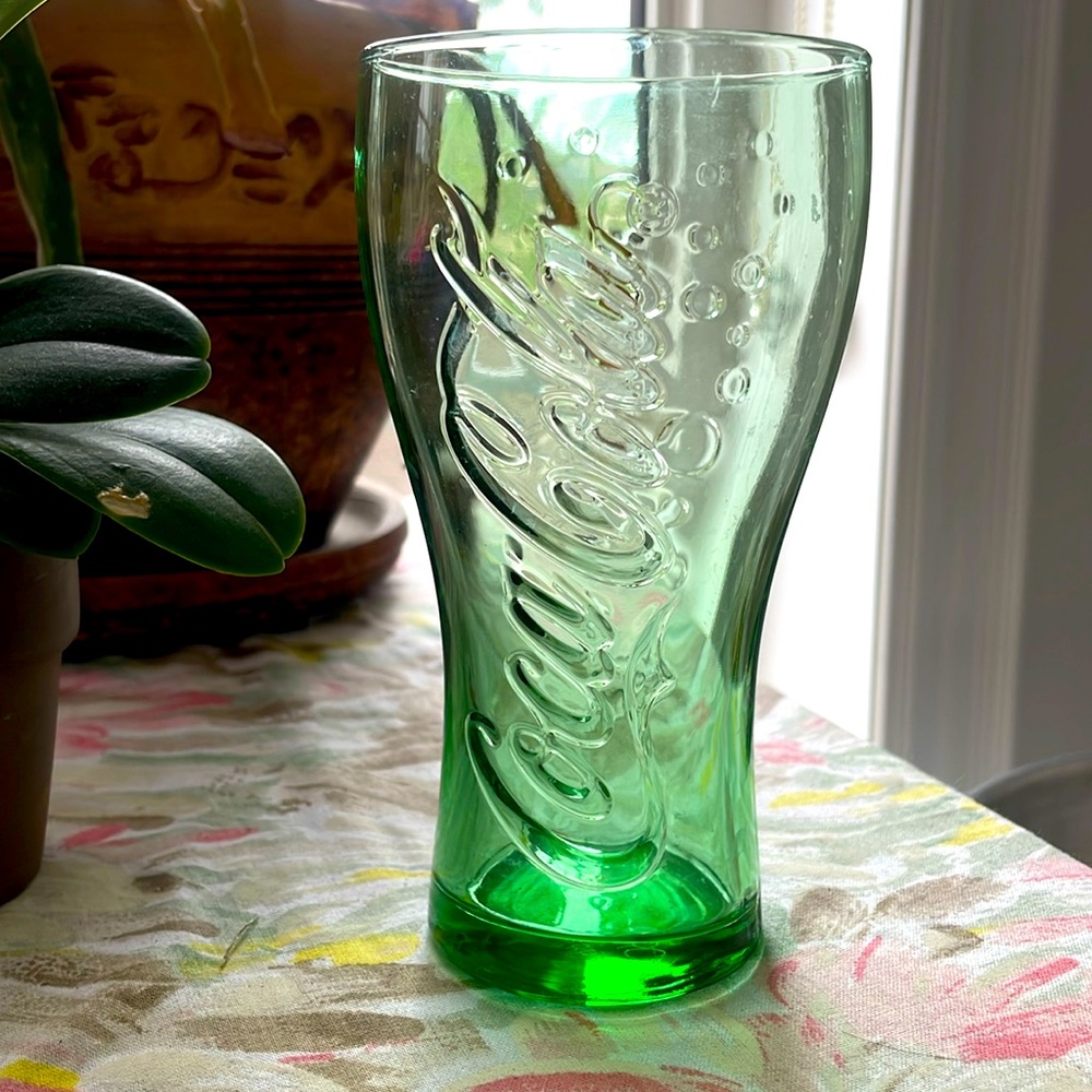 Vintage Coca Cola Glass ARC Luminarc France Georgia Green Base Stamp SS07801